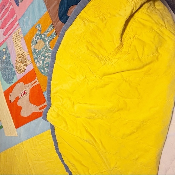 Vtg Hand Crafted Bright Primary Color Quilt Elephants Noah’s Ark Hand Appliqué - Picture 9 of 15